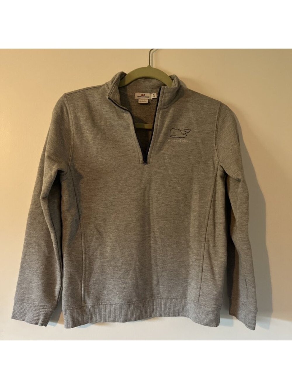 Vineyard Vines Boys Large 14 Sweatshirt 1/4 Zip Pullover gray whale